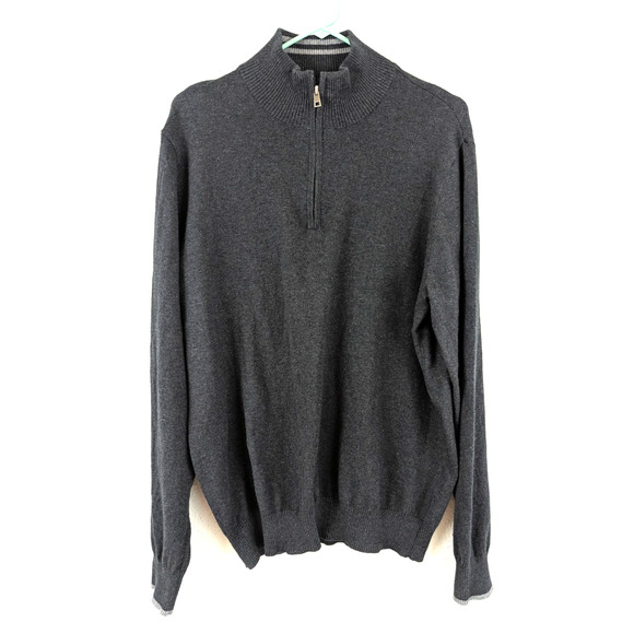 New Hawker Rye sz XXL Knit Mock Neck Hoodie Sweater gray cotton cashmere 4391 - Picture 1 of 6